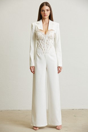 Eyelash Lace Jumpsuit Bolero 2-pc Set
