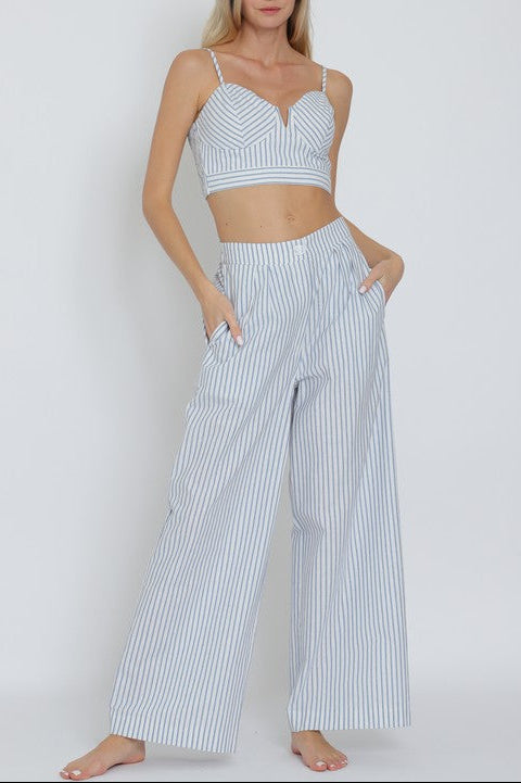 Cf Boning Trim Detail Top & Long Pants Set