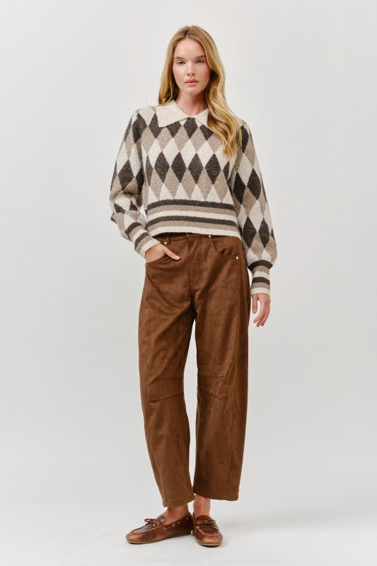 Slouchy Relax Fit Suede Pants