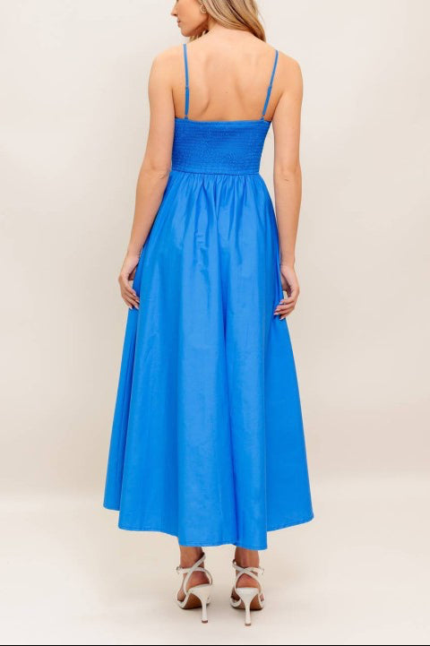 Solid Woven Midi Dress