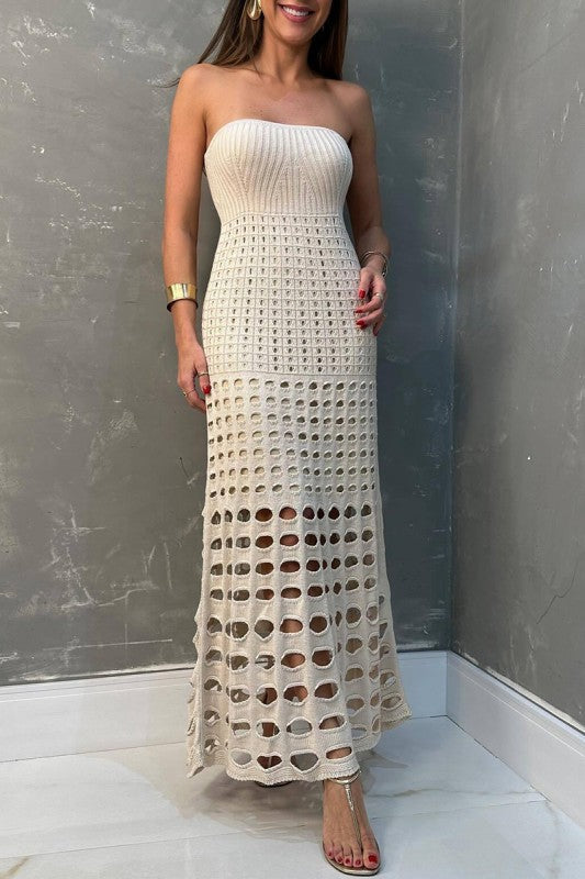Knit Crochet Maxi Cover-up Dress