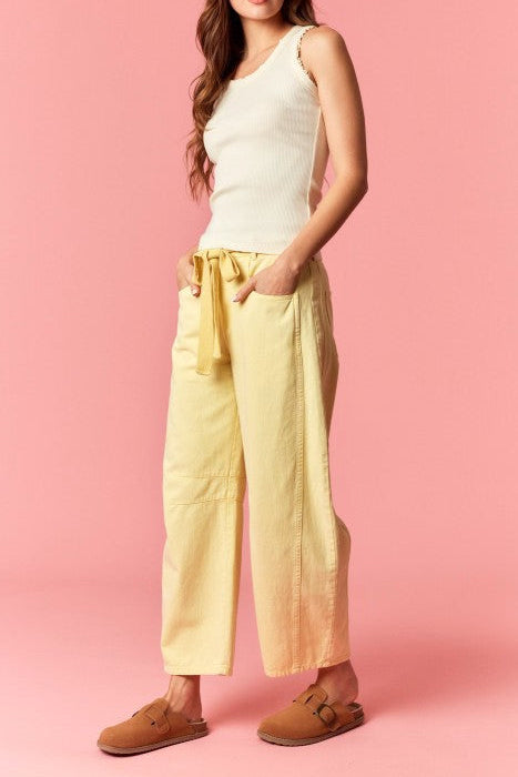 Mineral Washed Eyelet Thru Cotton Belt Barrel Jean