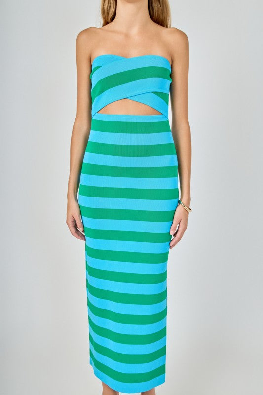 Striped Cutout Maxi Dress