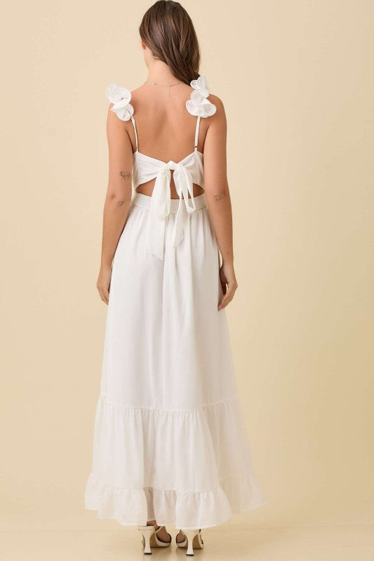 Maxi Ruffle Sleeve Summer Dress With Back Tie
