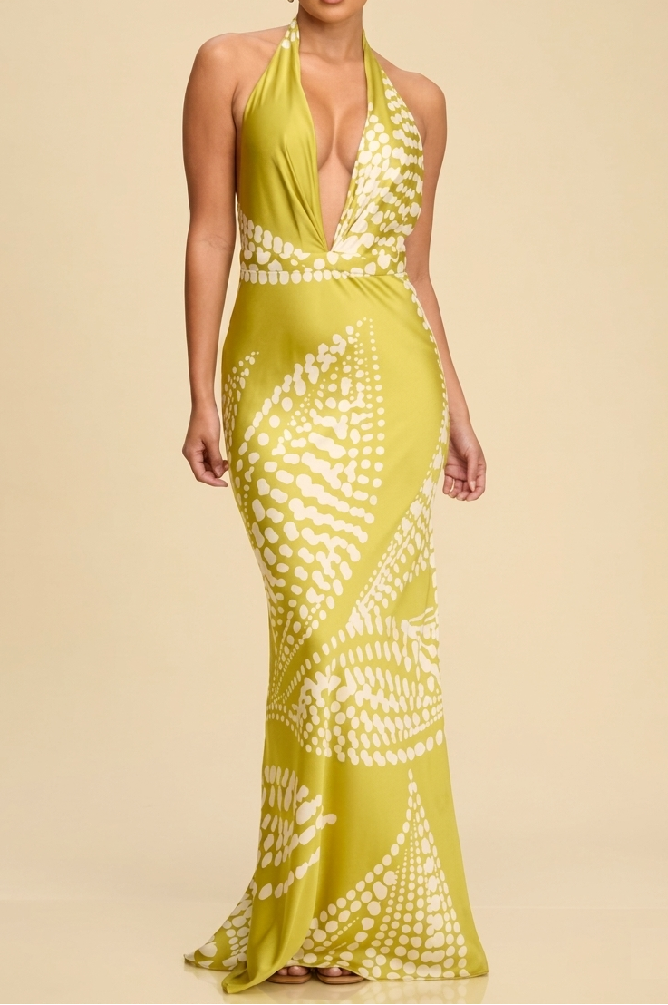 Aria Halter Satin Dress