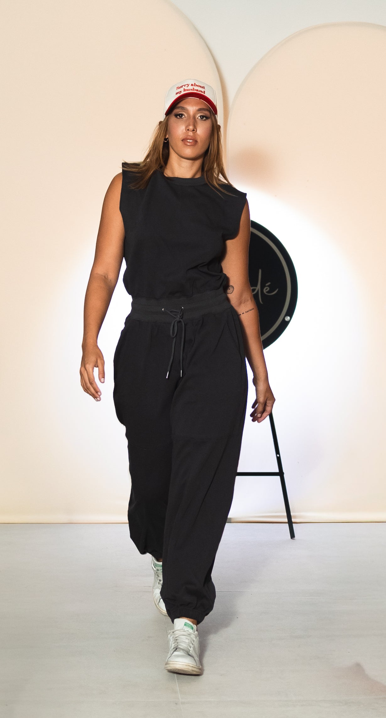 Drawstring Waist Sleeveless Knit Active Jumpsuit