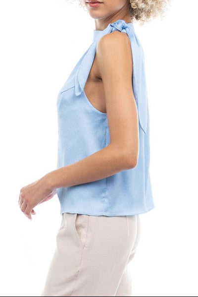 Sleeveless Blouse With Shoulder Tie Detail Celestial Blue