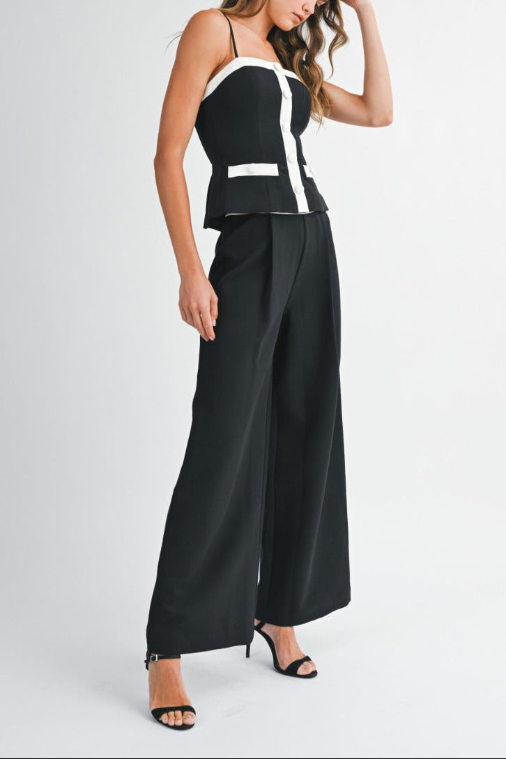 Button Down Cami and Wide Leg Pants Set