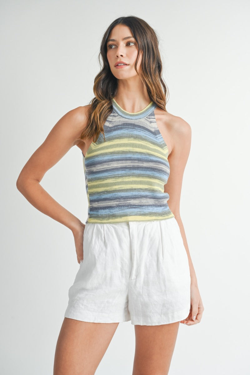 Sleeveless Halter Neck Sweater Top