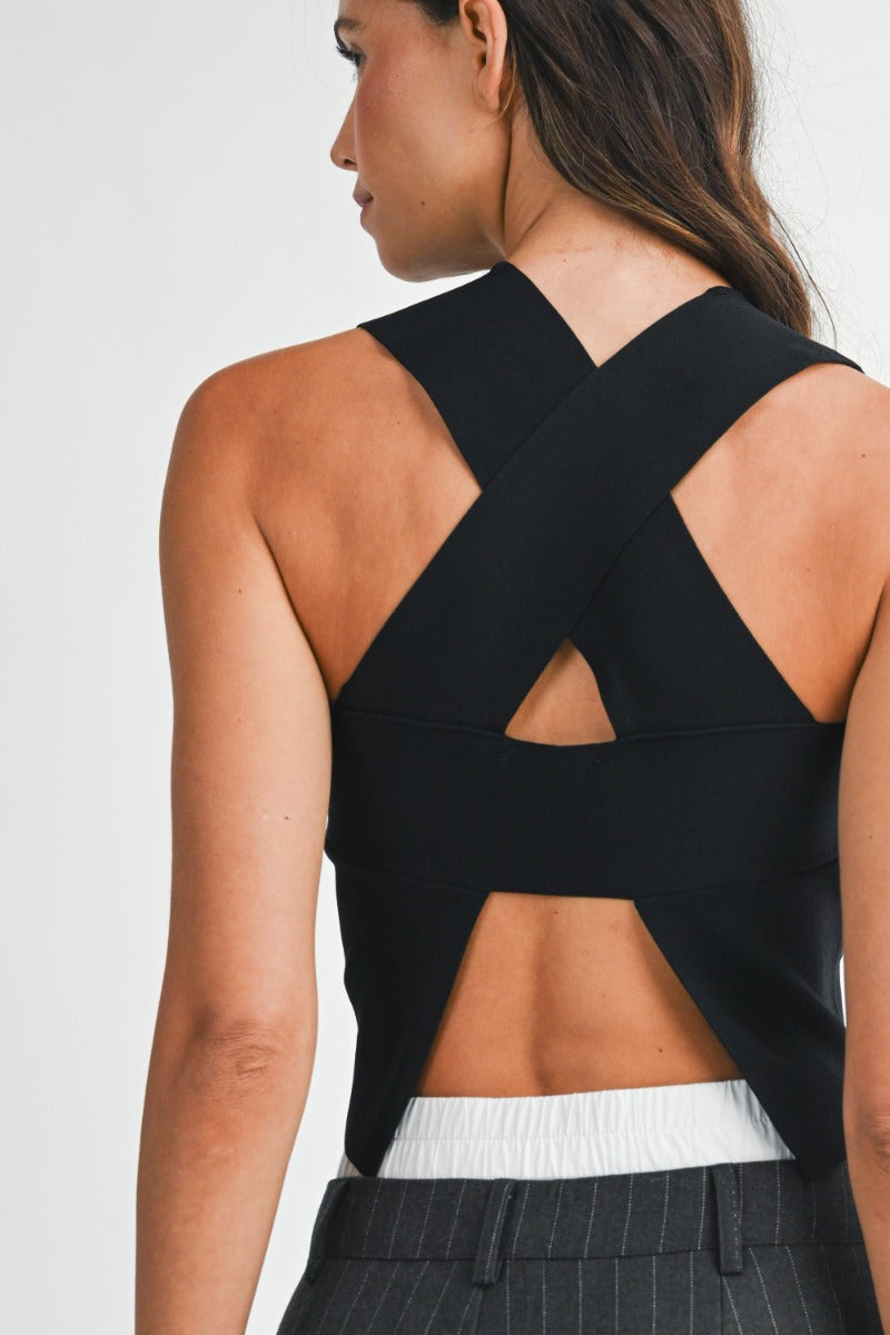 Knit Sleeveless Cut Out Back Top