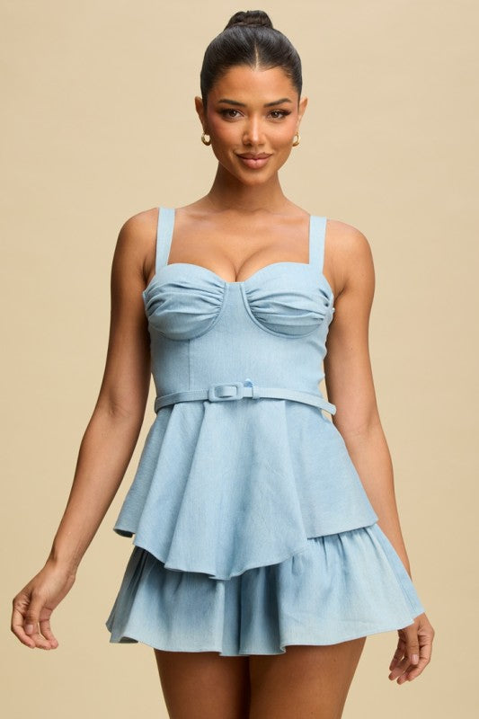 Denim Belted Romper