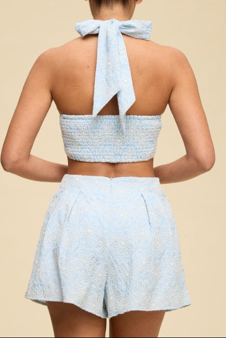 Eyelet Floral Short Set