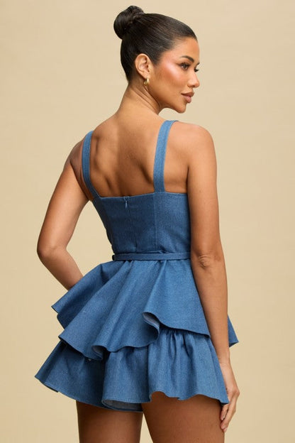 Denim Belted Romper