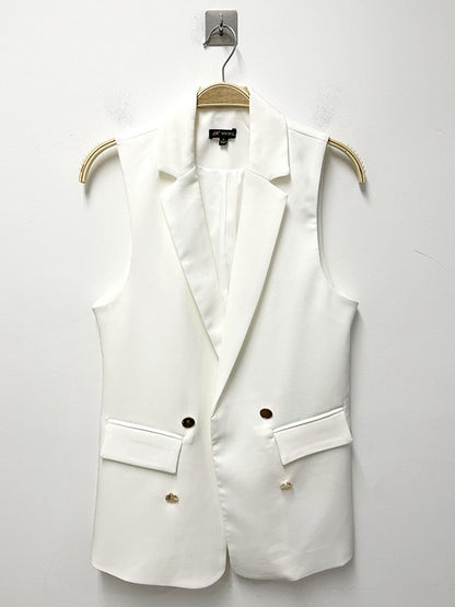 Solid Notch Lapel Button Open Front Lined Vest