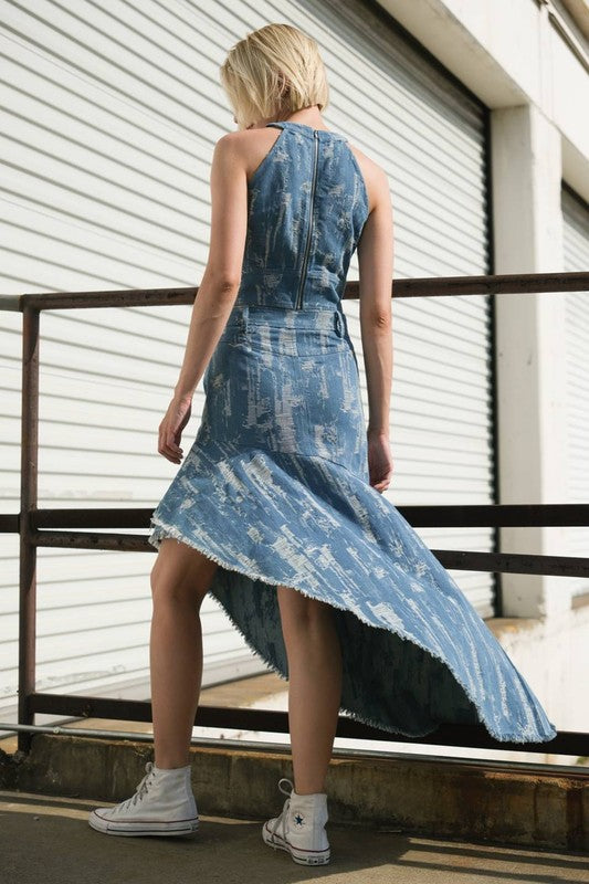 Distressed Denim Skirt