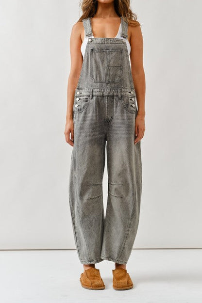 Slouchy Relax Fit Denim Overall Grey