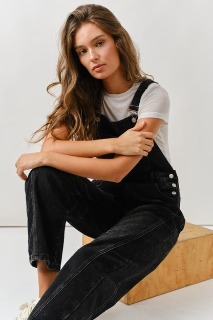 Slouchy Relax Fit Denim Overall Black Wash