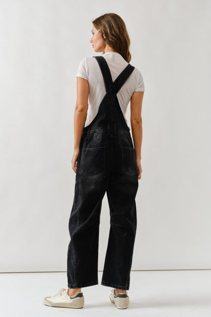 Slouchy Relax Fit Denim Overall Black Wash