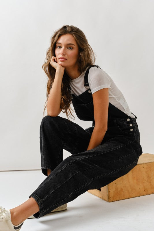 Slouchy Relax Fit Denim Overall Black Wash