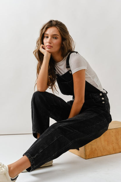 Slouchy Relax Fit Denim Overall Black Wash