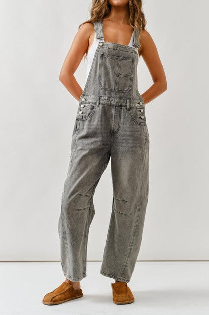 Slouchy Relax Fit Denim Overall Grey