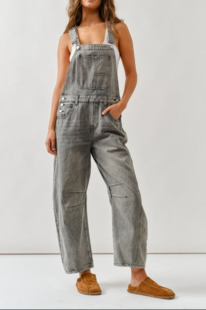 Slouchy Relax Fit Denim Overall Grey