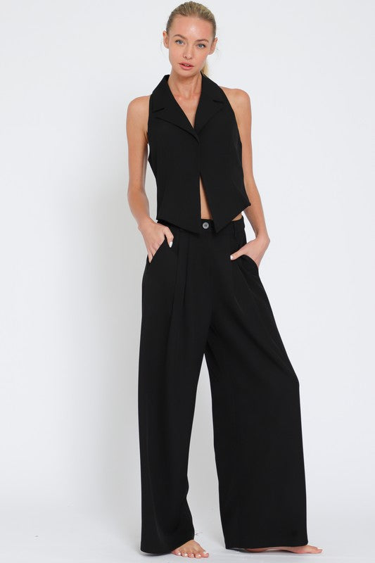 Vest Top And High Waisted Long Pants Set