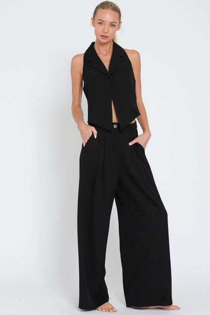 Vest Top And High Waisted Long Pants Set