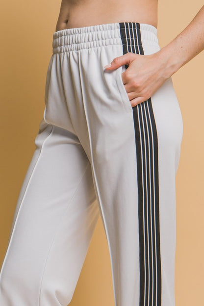Trendy Side Stripe Jacket And Pants Set