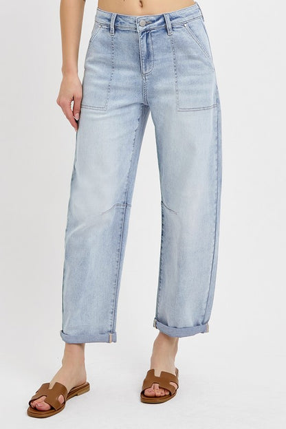 Slouchy Barrel Relaxed Patch Pocket Jeans