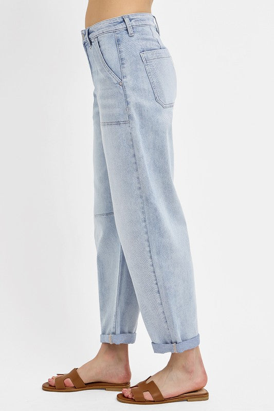 Slouchy Barrel Relaxed Patch Pocket Jeans