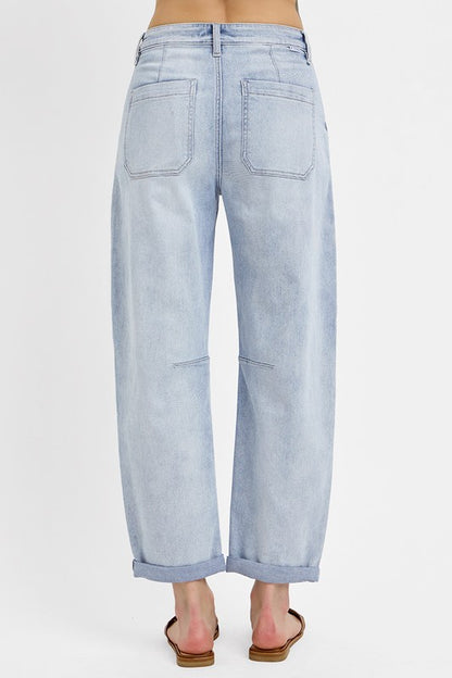 Slouchy Barrel Relaxed Patch Pocket Jeans
