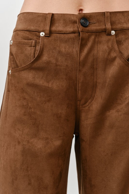 Slouchy Relax Fit Suede Pants