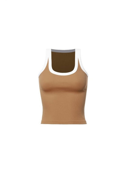 Two Tone Ribbed Crop Cami