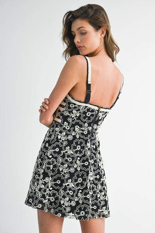 Embroidered Illusion Floral Dress