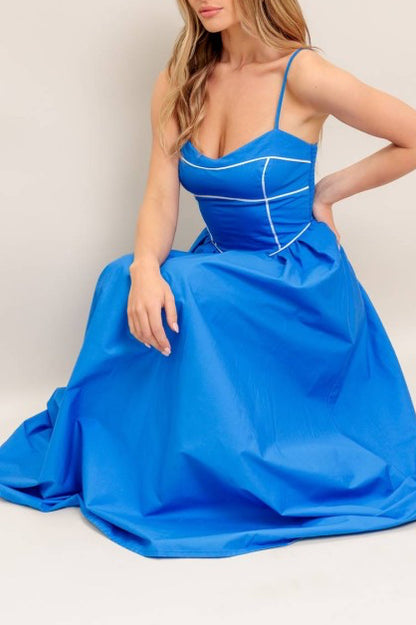 Solid Woven Midi Dress
