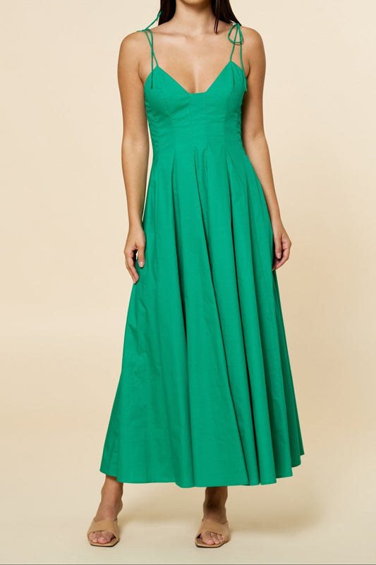 Fit & Flare Shoulder Tie Straps Maxi Dress