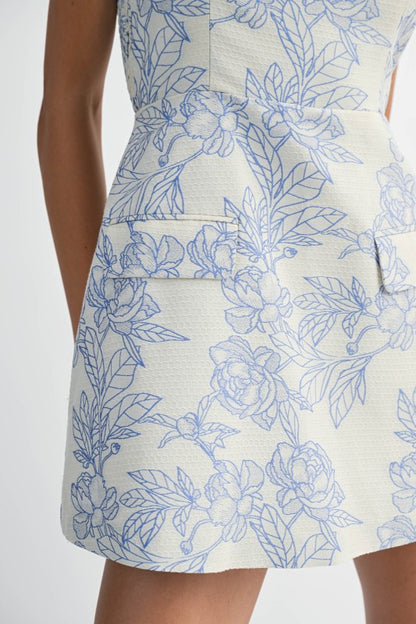 Jacquard Floral Print Dress With Shorts Inside