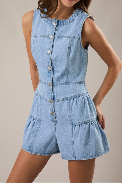 Sleeveless Shirred Romper