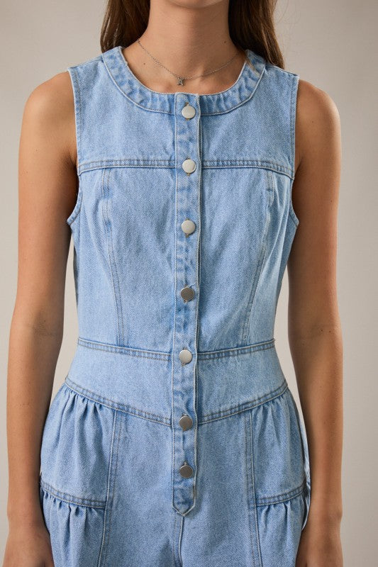 Sleeveless Shirred Romper