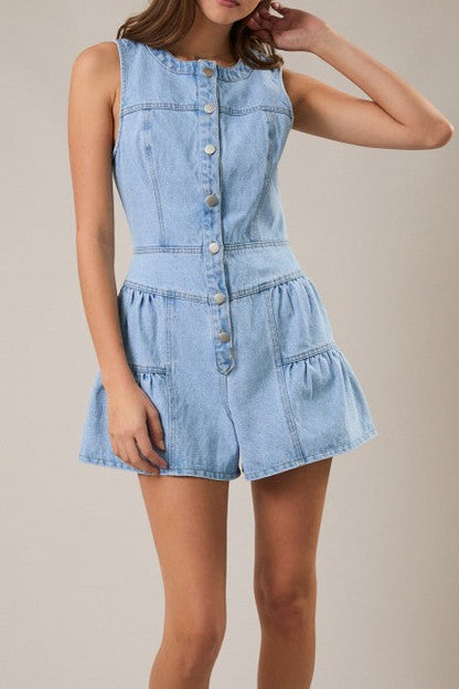 Sleeveless Shirred Romper