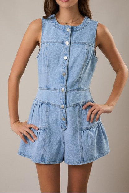 Sleeveless Shirred Romper