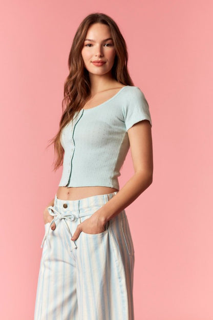 Multi Stripe Twill Denim Belt Strap Barrel Jeans