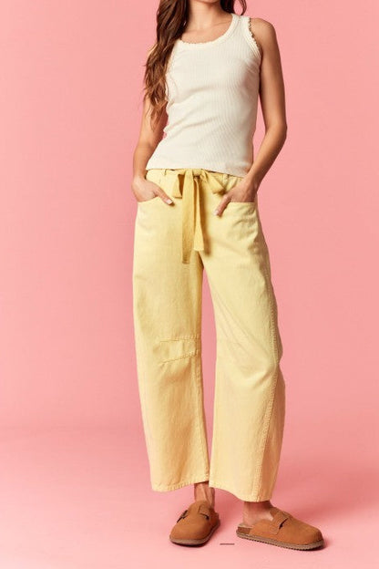 Mineral Washed Eyelet Thru Cotton Belt Barrel Jean