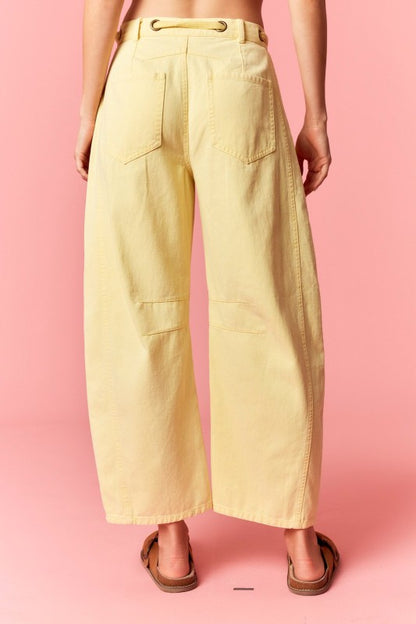 Mineral Washed Eyelet Thru Cotton Belt Barrel Jean