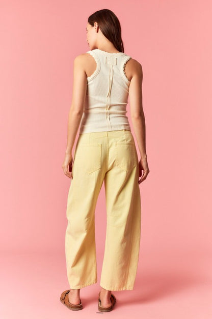 Mineral Washed Eyelet Thru Cotton Belt Barrel Jean