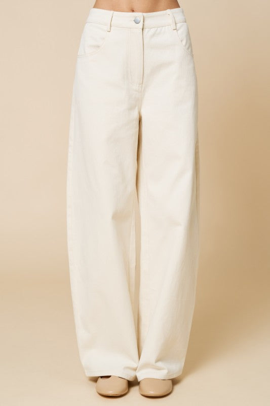Barrel Cotton Pants With Pockets