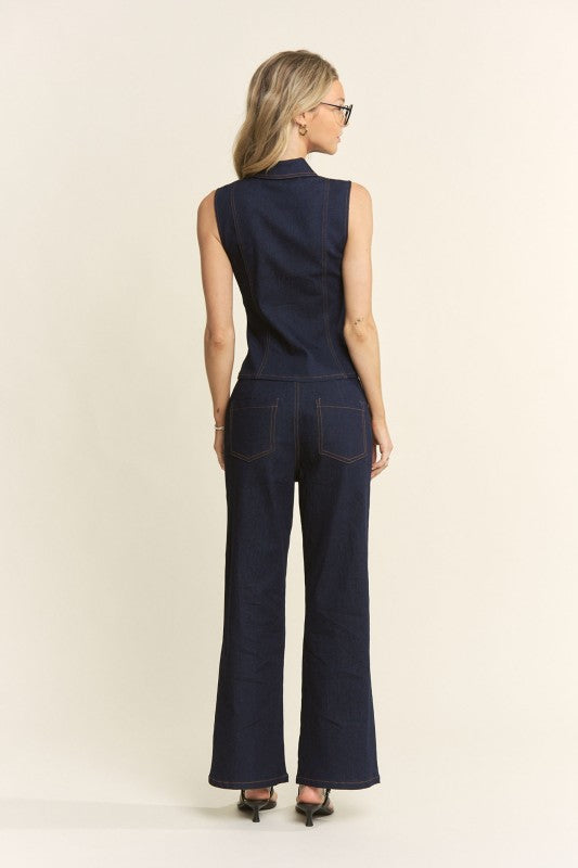 Button Down Pocket Detail Top & Pants Set