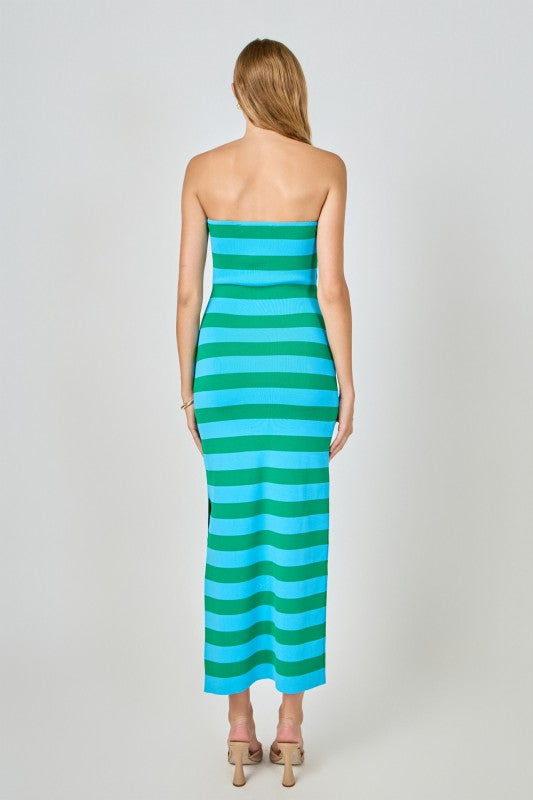 Striped Cutout Maxi Dress