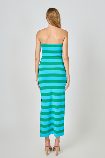 Striped Cutout Maxi Dress